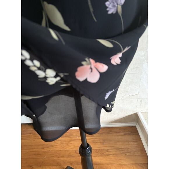 Vintage Express Slip Dress Sz 5/6 Black Floral 90s Y2K Grunge Cottagecore Fairy - Picture 7 of 9